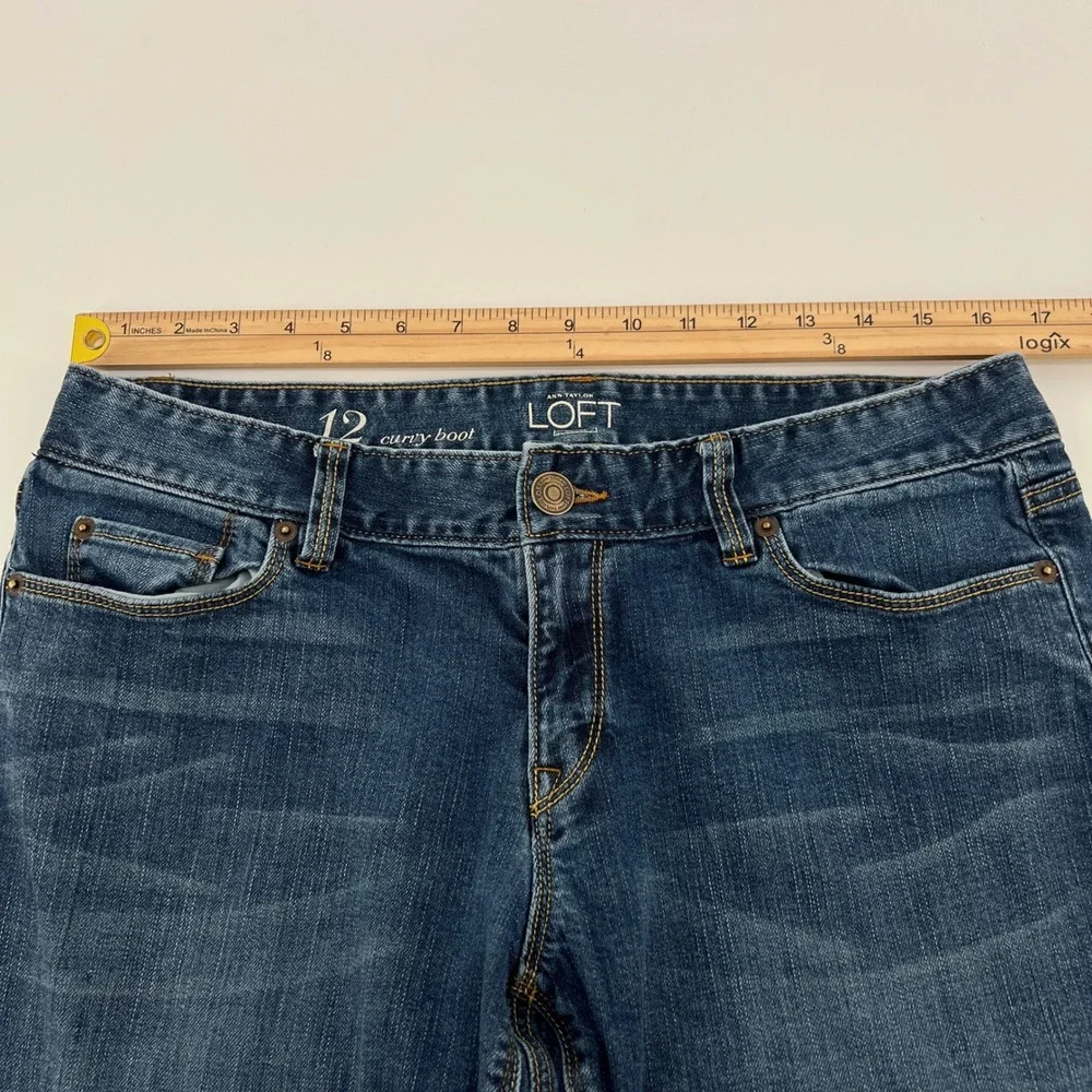 Ann Taylor Loft Curvy Bootcut Jeans Womens 12 Medium Wash Denim Blue Stretch